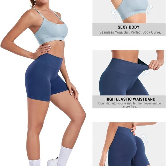 Workout Sets for Women 2 Piece Outfits High Waisted Yoga Shorts with Adjustable - Picture 2 of 5